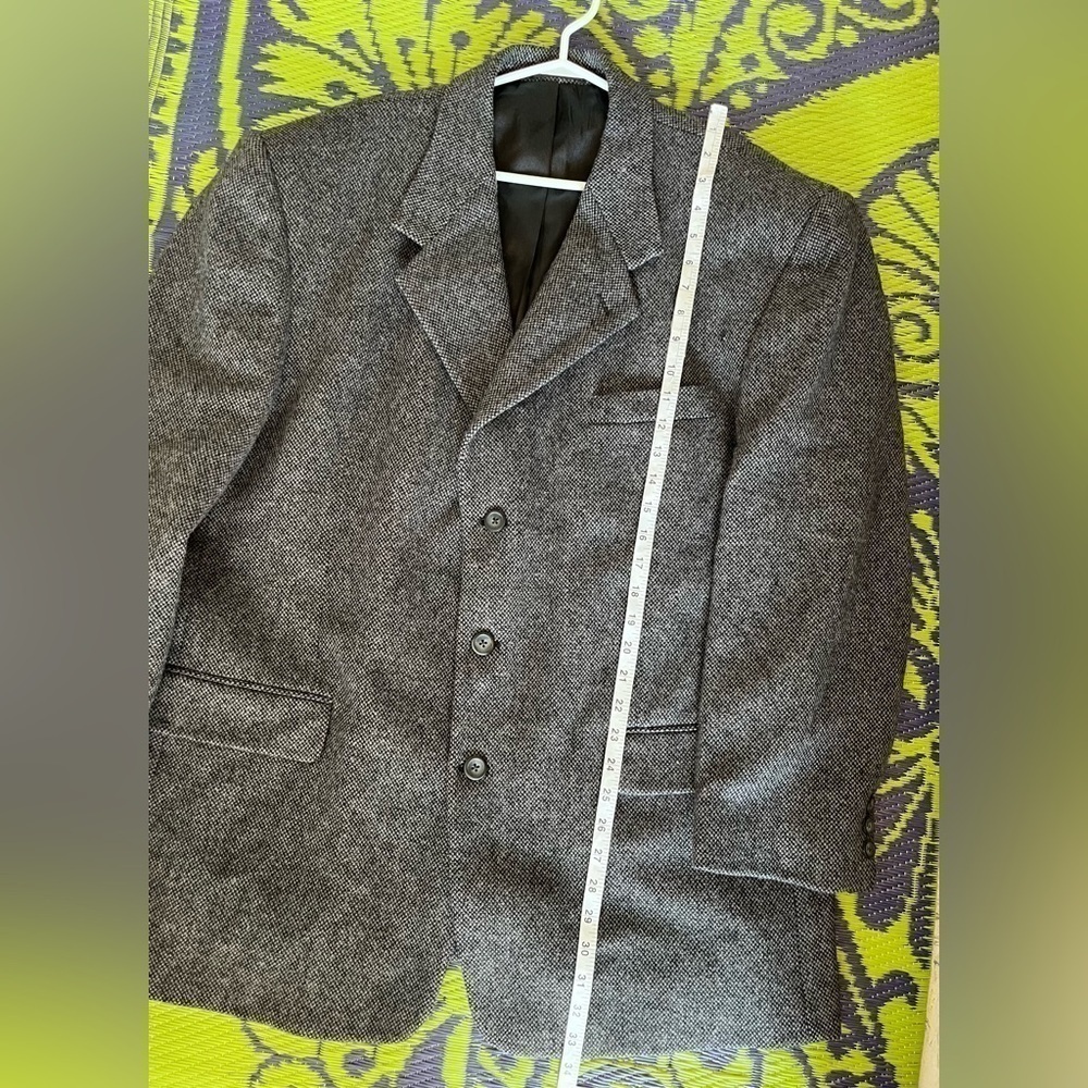 Vintage Protocol Pure Virgin Wool Gray Oversized Blazer Car Coat Jacket Men 48 - Picture 12 of 14